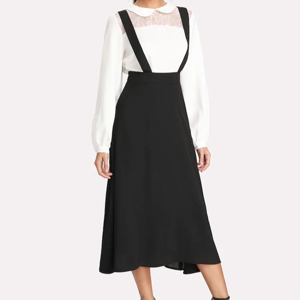 Black maxi skirt with suspenders